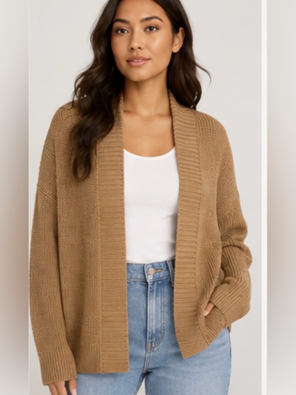 BANANA REPUBLIC Organic Cotton Open Front Cardigan XL CASUAL WORK TRAVEL